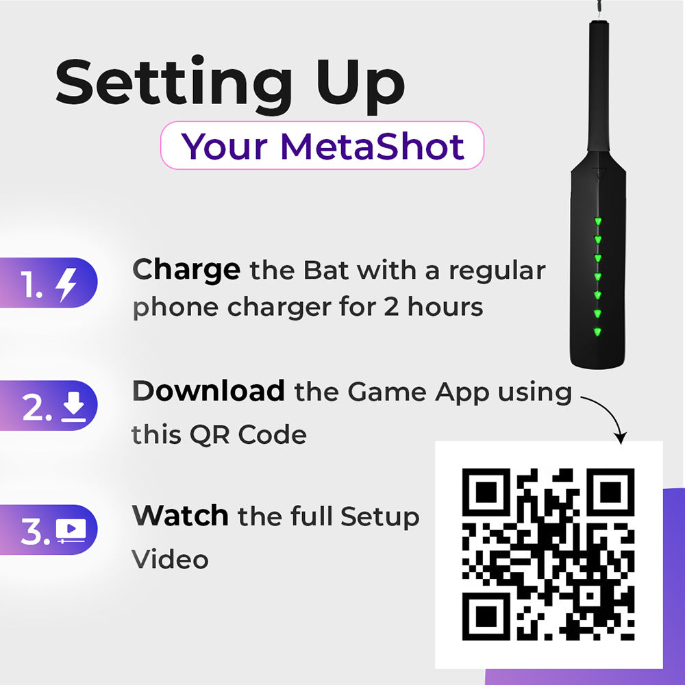 Metashot Augmented Reality Smart Cricket Bat with Game Compatible with TVs, PC/Mac, iOS/Android, Tabs/iPad