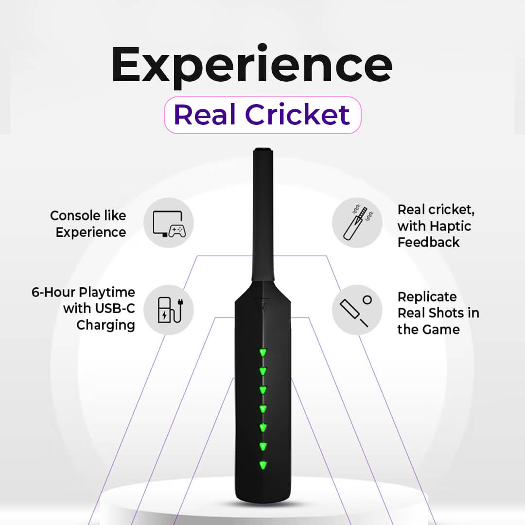 Metashot Augmented Reality Smart Cricket Bat with Game Compatible with TVs, PC/Mac, iOS/Android, Tabs/iPad
